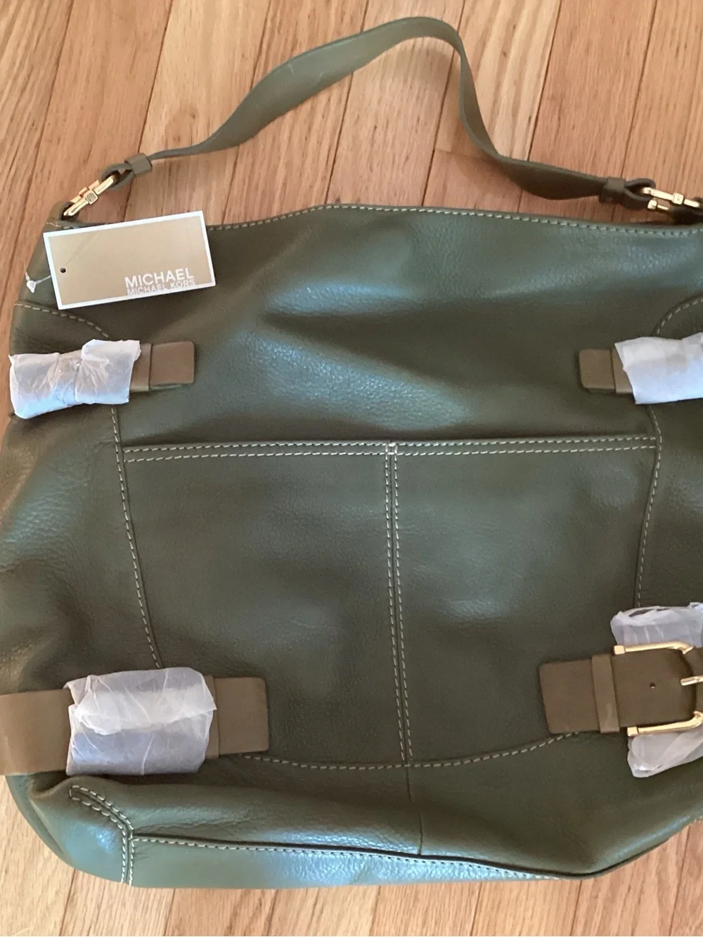 Michael Kors Olive Green Leather Messenger Bag